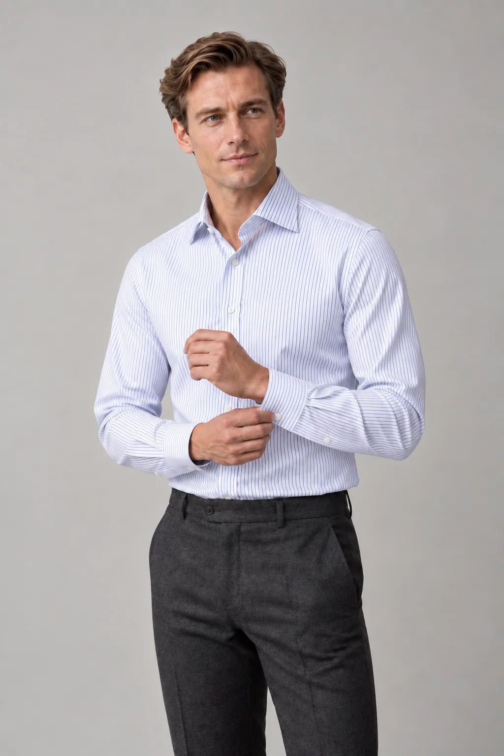 Blue striped business shirt