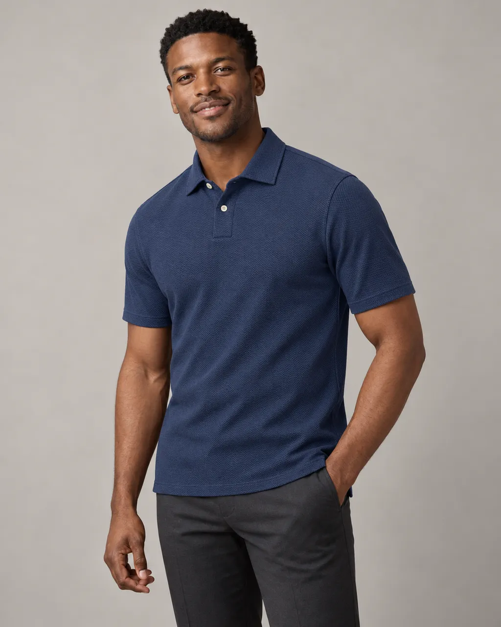 Deep blue polo shirt