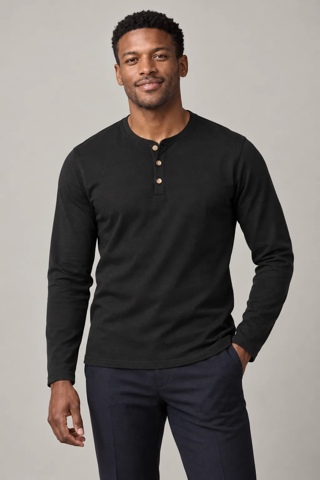 Charcoal black Henley shirt