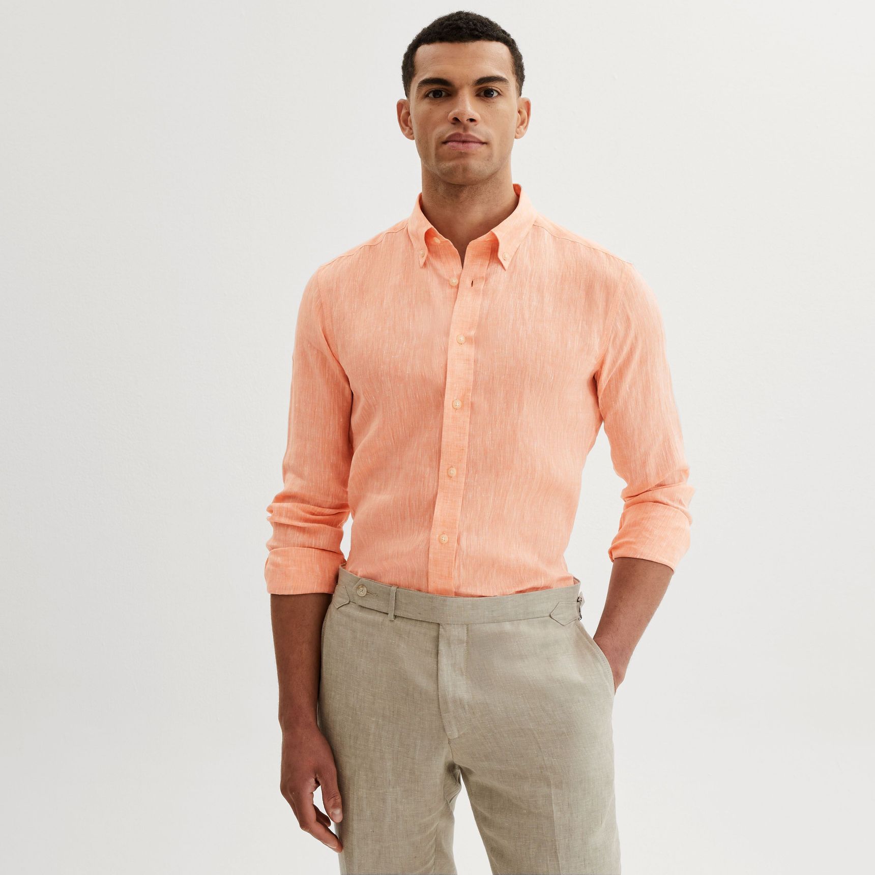 Peach melange linen shirt | Tailor Store®