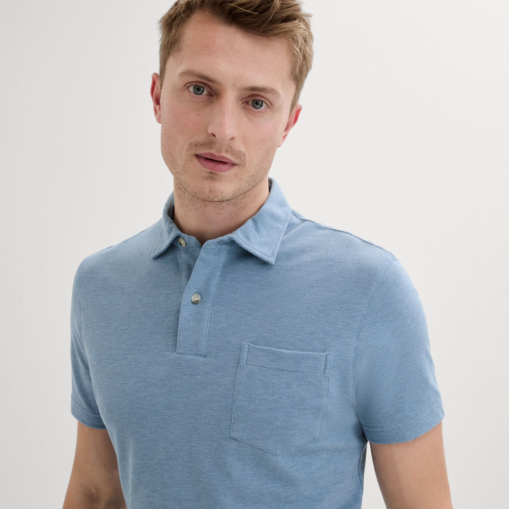 Sky blue melange polo shirt Tailor Store®