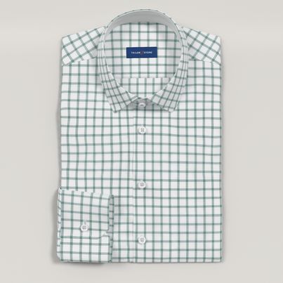 white dress shirt with green pattern Cordera Oversized Shirt Vichy, Green & White – Kick Pleat main image 0