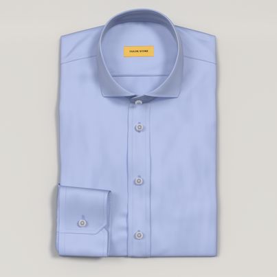 slim fit dress slacks KITON Napoli Handmade Bespoke Light Blue End-on-End Cotton Dress Shirt main image 0