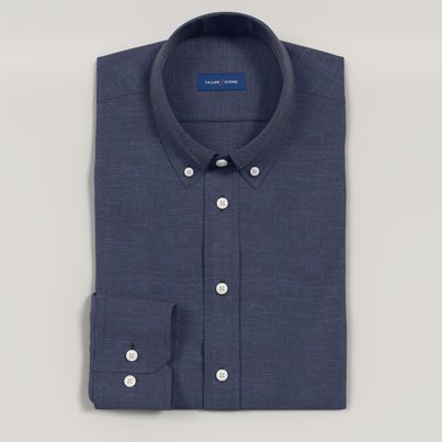 casual dress shirts for men Hisdern Men's Blue Dress Shirt with Contrast Collar for Casual S main image 1