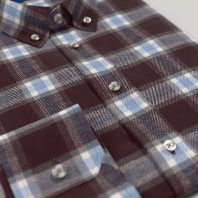 Chemise en flanelle de coton à carreaux bordeaux
