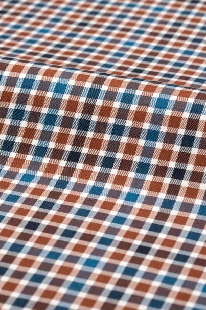 Teal and orange checkered dress shirt 
