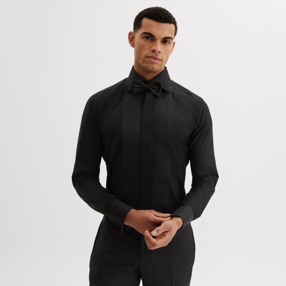 Mandarin collar 2024 tuxedo shirt