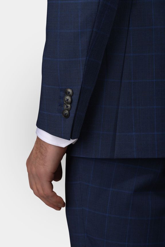 Navy blue check outlet coat