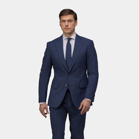 Navy checkered suit jacket Tailor Store