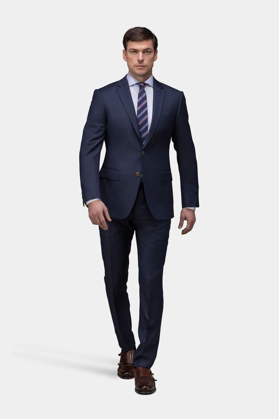 Navy twill suit in virgin wool | Tailor Store®