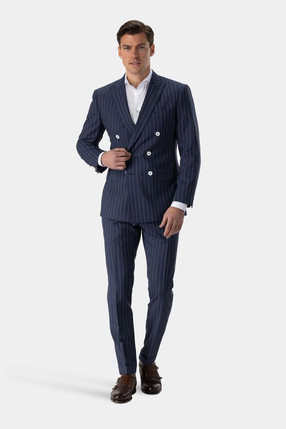 Blue two-piece striped suit