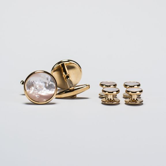 Mother of Pearl Gold Cufflinks and Studs outlet