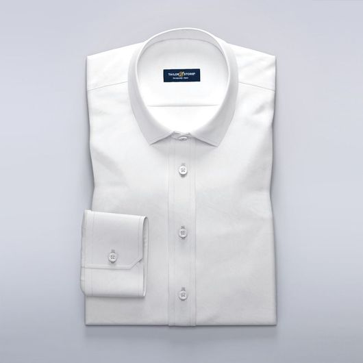 Wit business overhemd in een wol mix