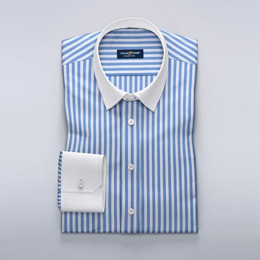 Women's business shirt in light blue satin 