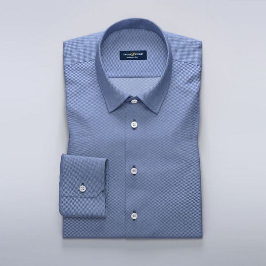 Business-Hemd aus blauem Ratière-Gewebe