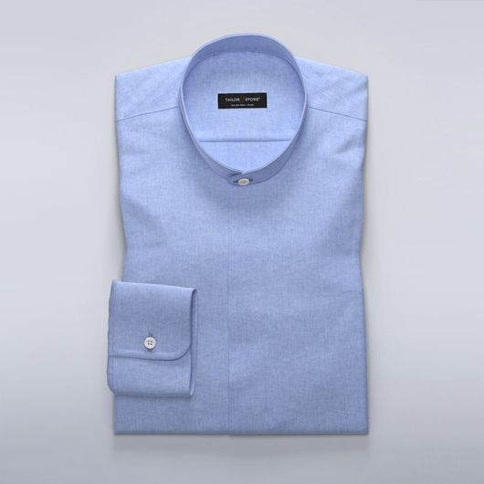 Damenhemd aus hellblauer Baumwolle/Leinen