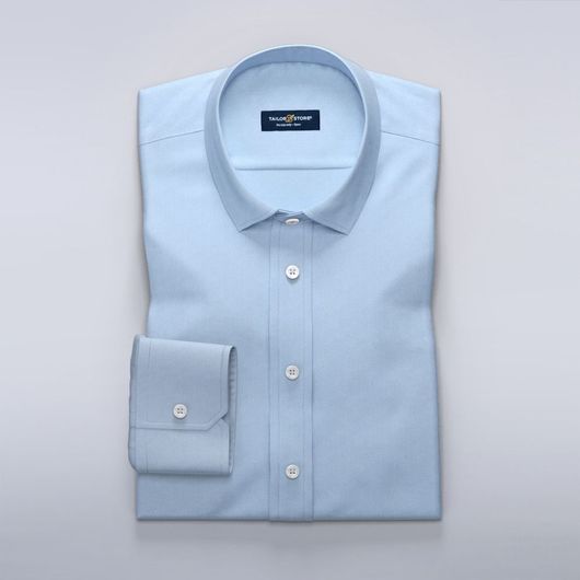 Business-Hemd aus luxuriösem hellblauem Fischgräten-Gewebe