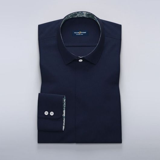 Women's business shirt in navy light dobby weave