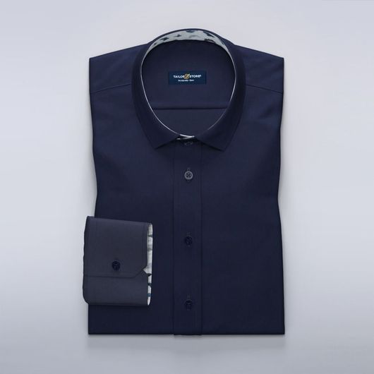 Satin shirt in Vanderlay with blue butterfly print contrasts