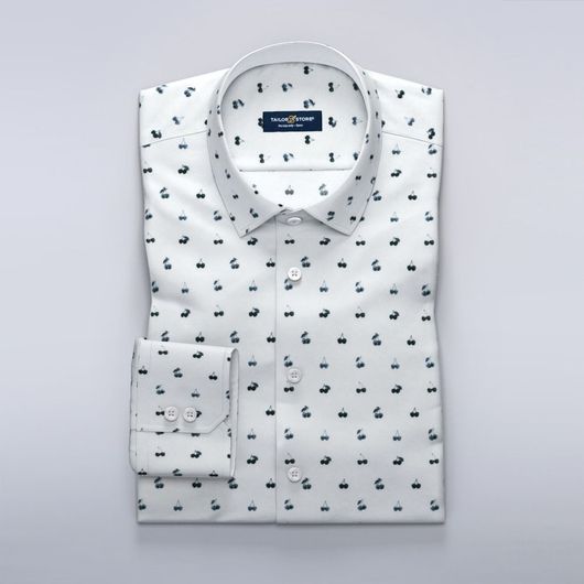 Satin-Hemd mit dunklem Kirschdruck und Vanderlay-Kontrasten