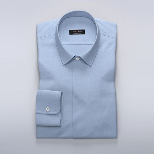 Blue business dress shirt in dobby weave