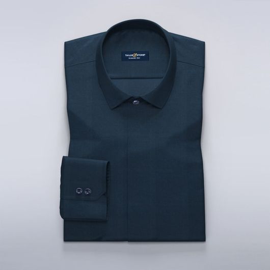 Navy shirt in cotton-Tencel twill fabric