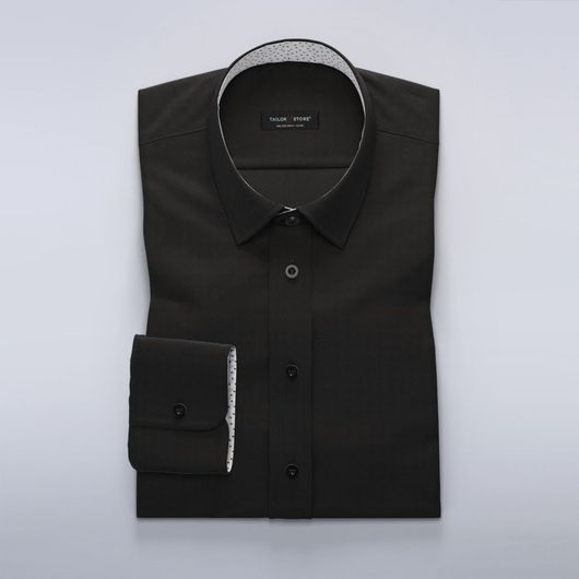 Satin dress shirt with Aubrey black print