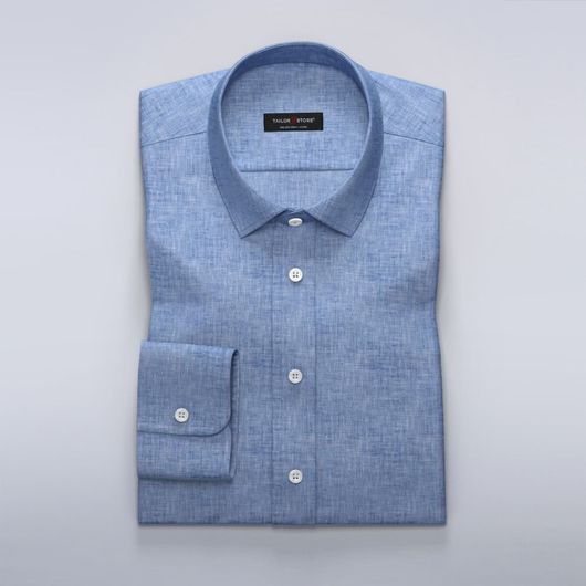 Women's linen shirt in mid blue