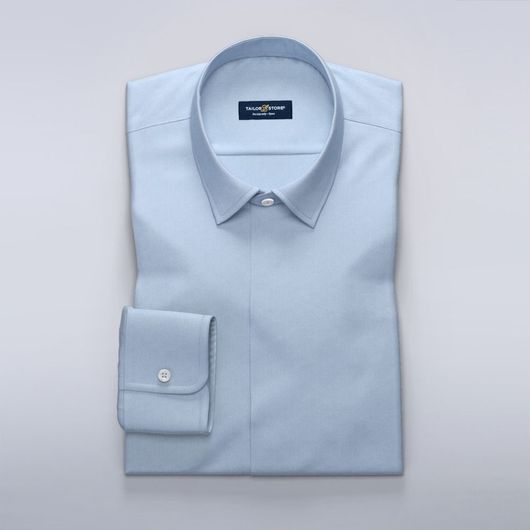 Business-skjorte i luksuriøs lyseblå herringbone for damer