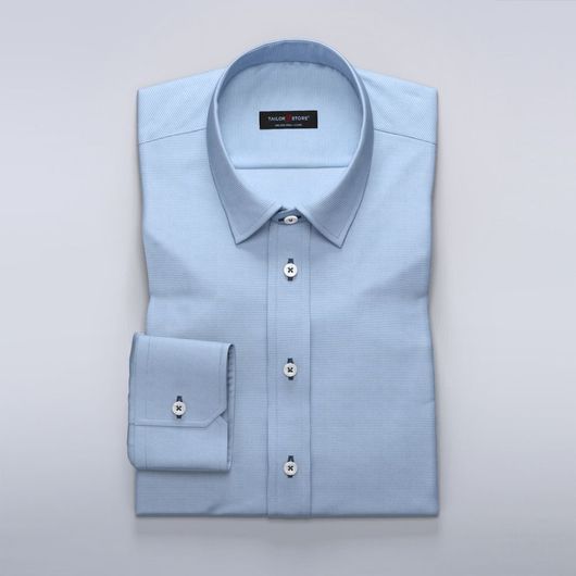 Business shirt in light blue dogtooth weave
