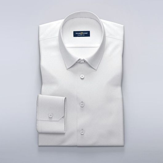 Hvit luksuriøs business-skjorte i dobbyvev