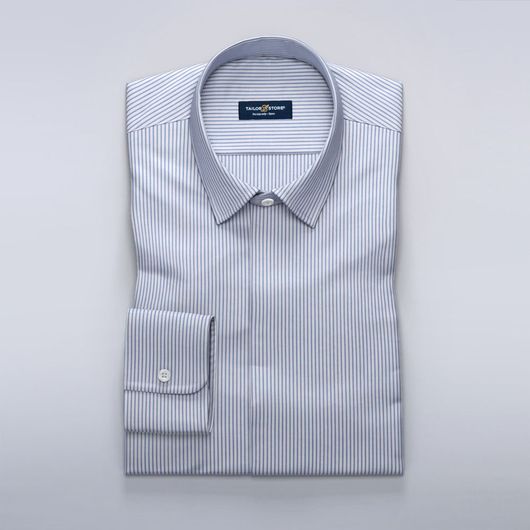 Lyseblå stripete business-skjorte med silkemyk følelse