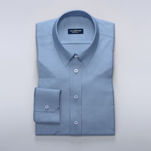 Hellblaues Hemd aus Stretch-Ratière-Gewebe