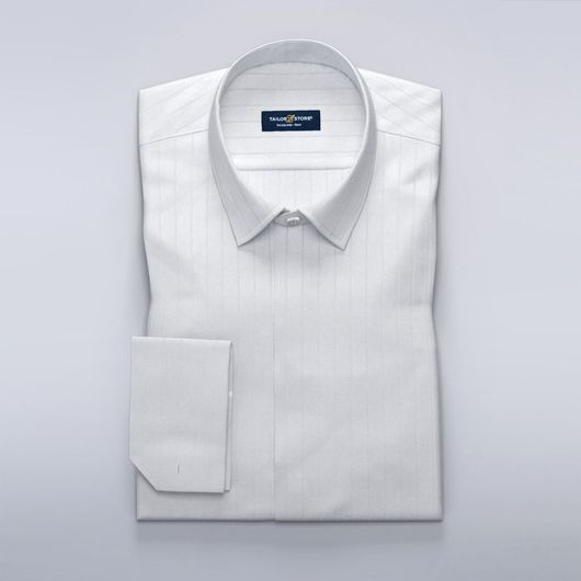 Weißes Business-Luxury-Hemd aus Ratière-Gewebe