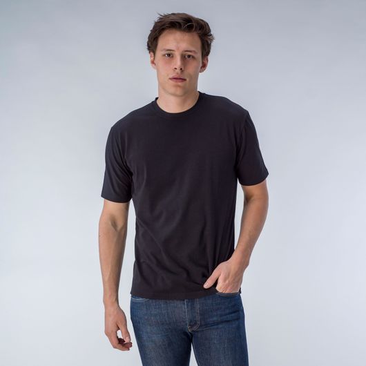 Sort crew neck t-shirt med stretch (2-pack)