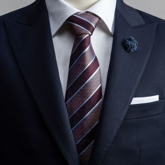 Dark red striped silk tie