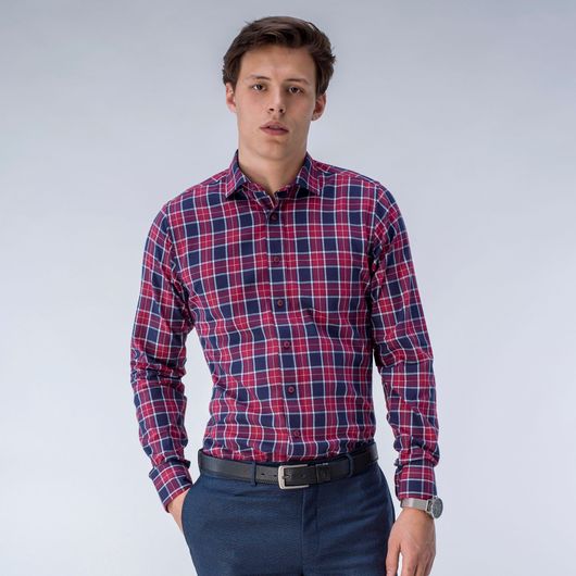 Red and Navy Checked Shirt