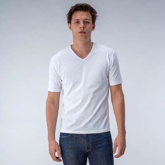 Hvid t-shirt med bomuldsstretch (2-pack). 