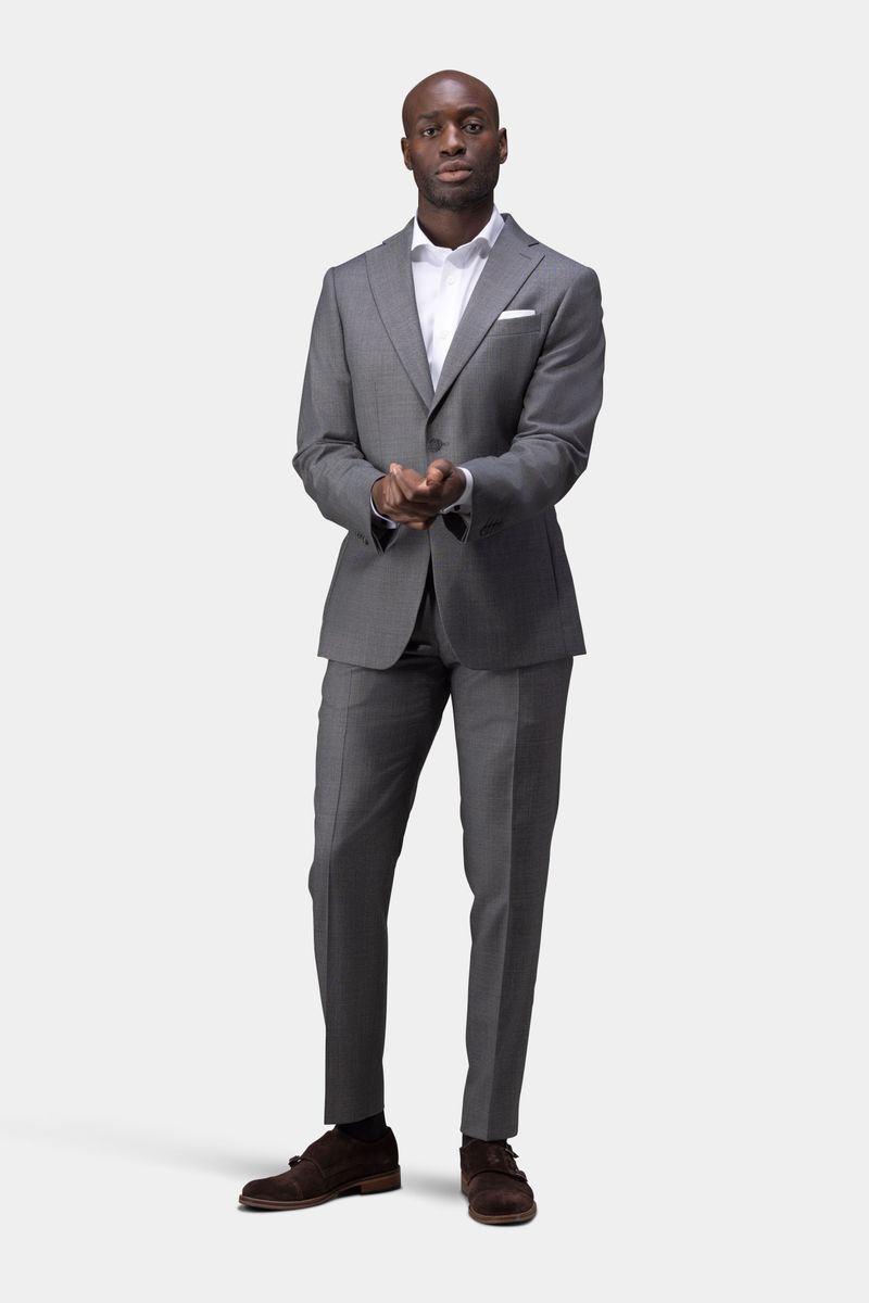 Steel gray two-piece suit