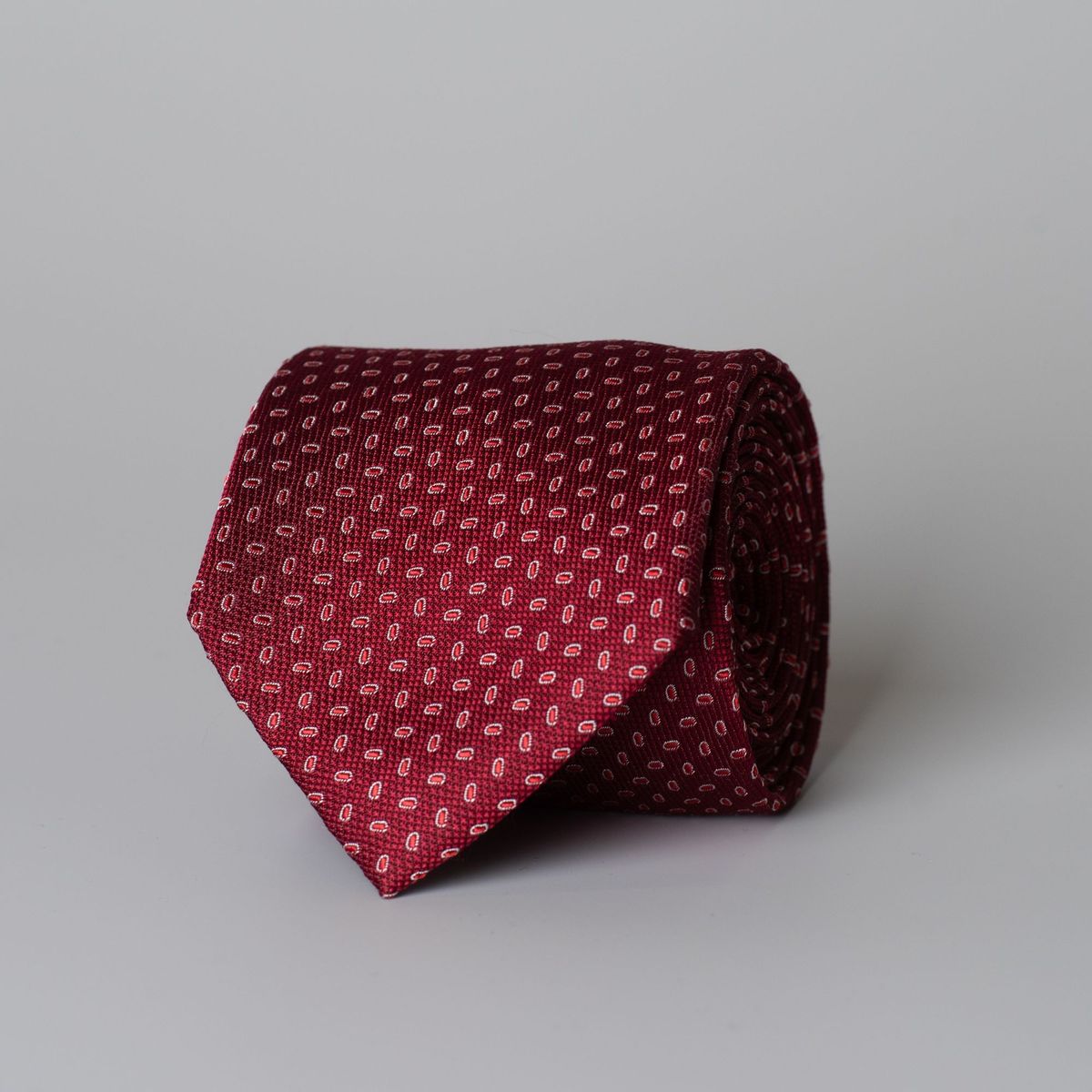 Dark Red Patterned Silk Tie