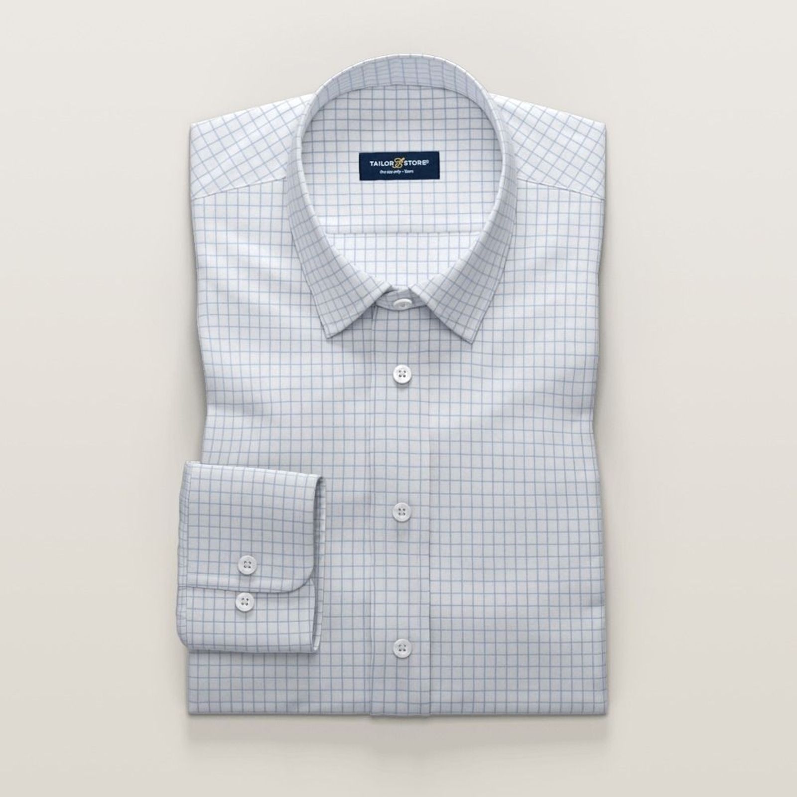 Light blue checkered business shirt | Tailor Store®