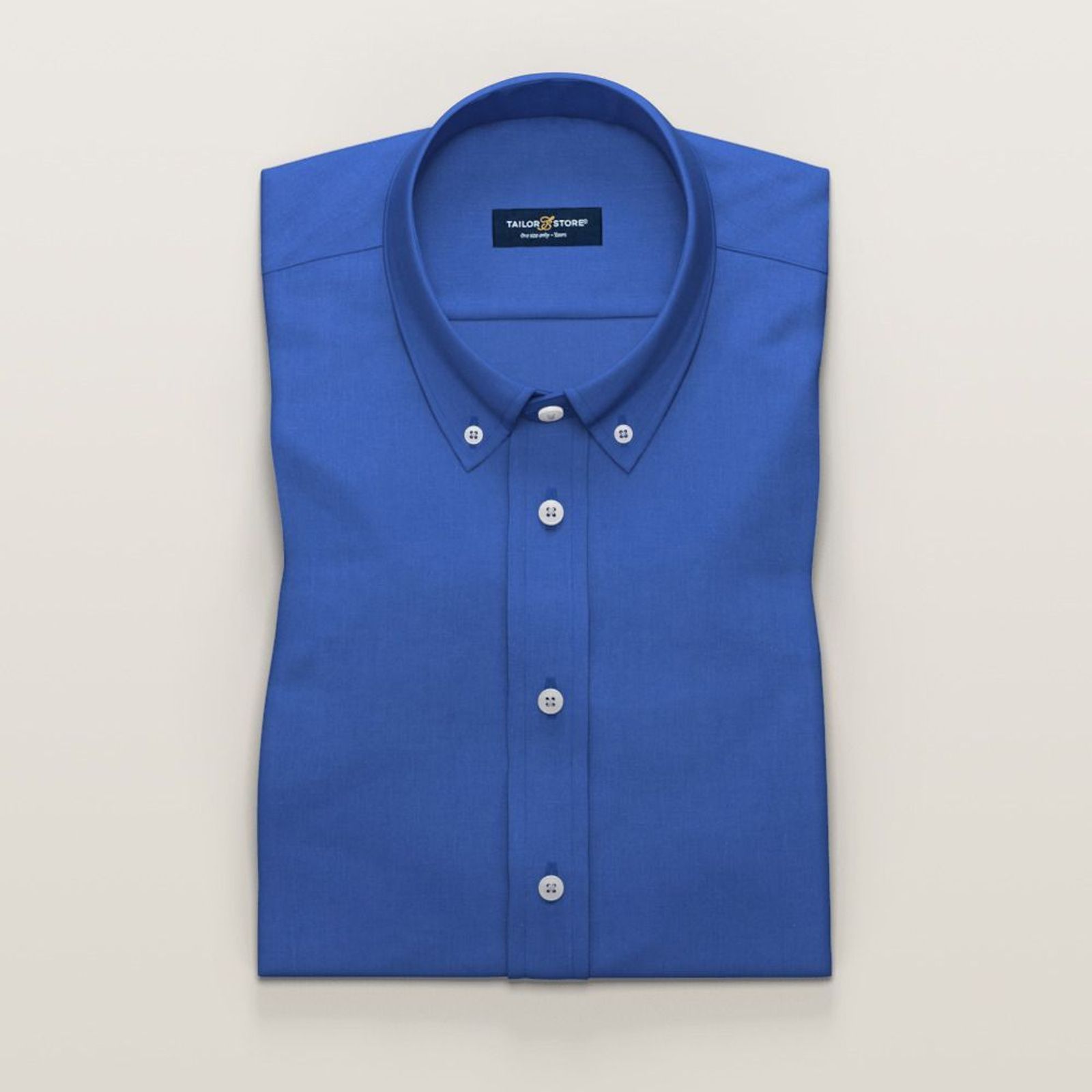 Royal blue short-sleeved linen shirt | Tailor Store®