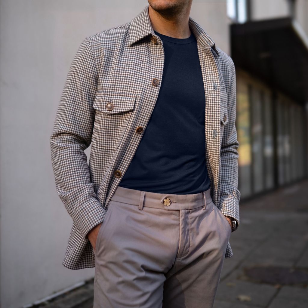 Gray and blue shacket