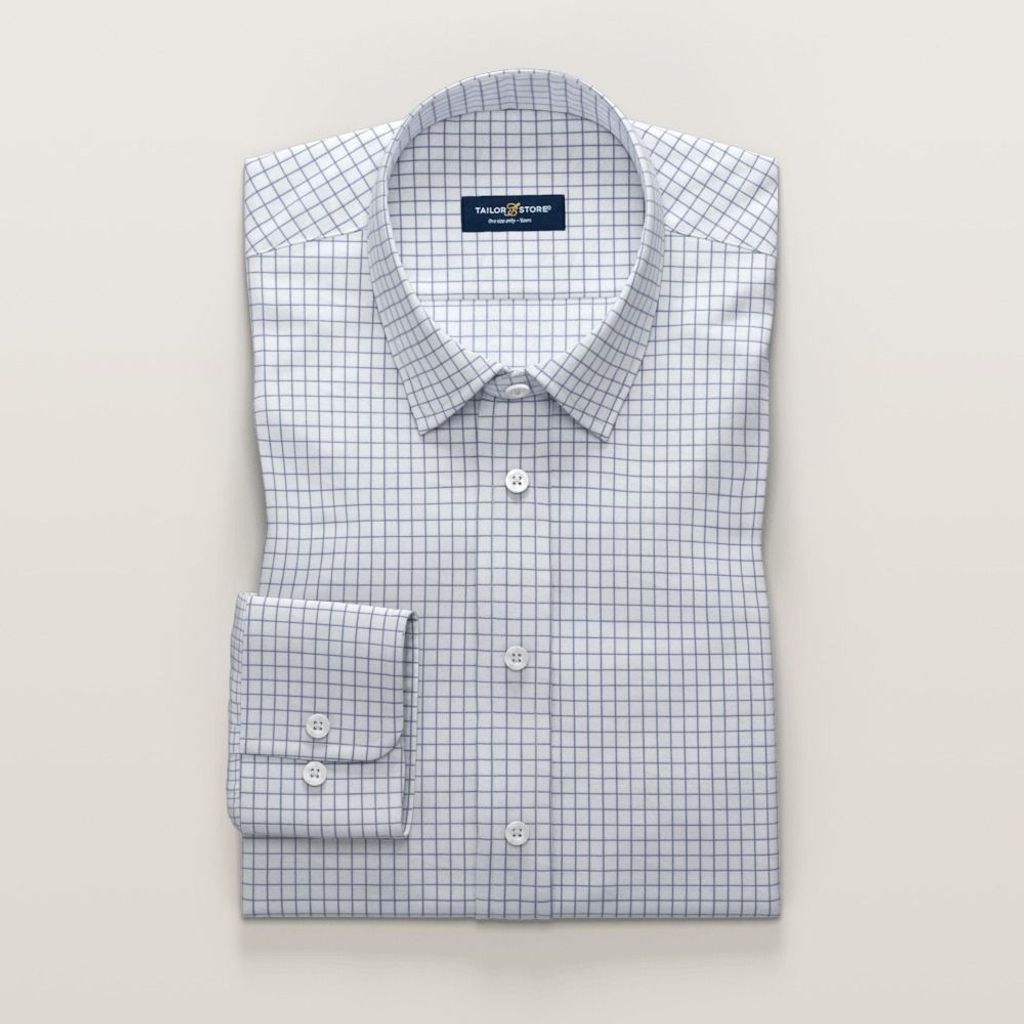 Blue checkered Non-Iron business shirt | Tailor Store®