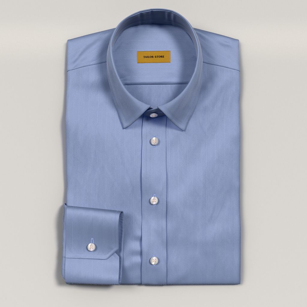 Business shirt in luxurious blue herringbone