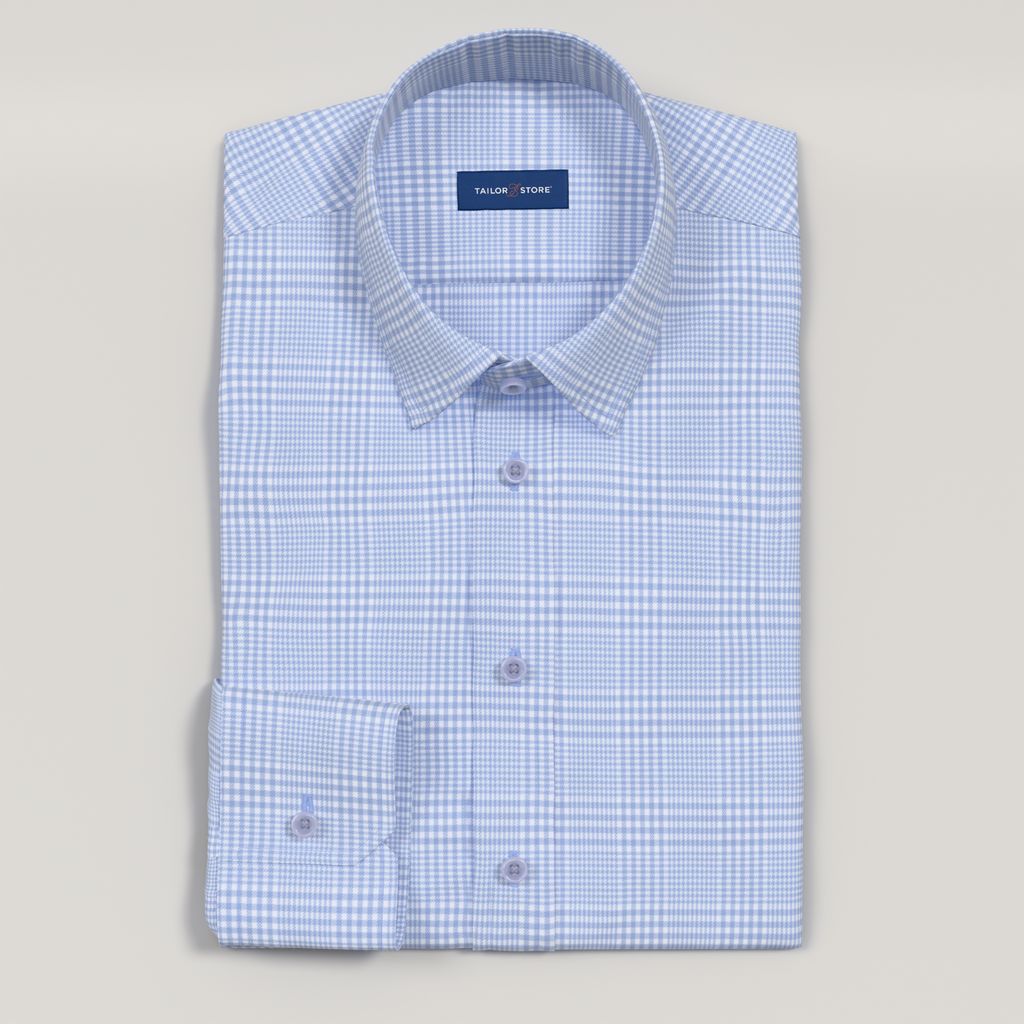 Light blue checkered Non-Iron business shirt