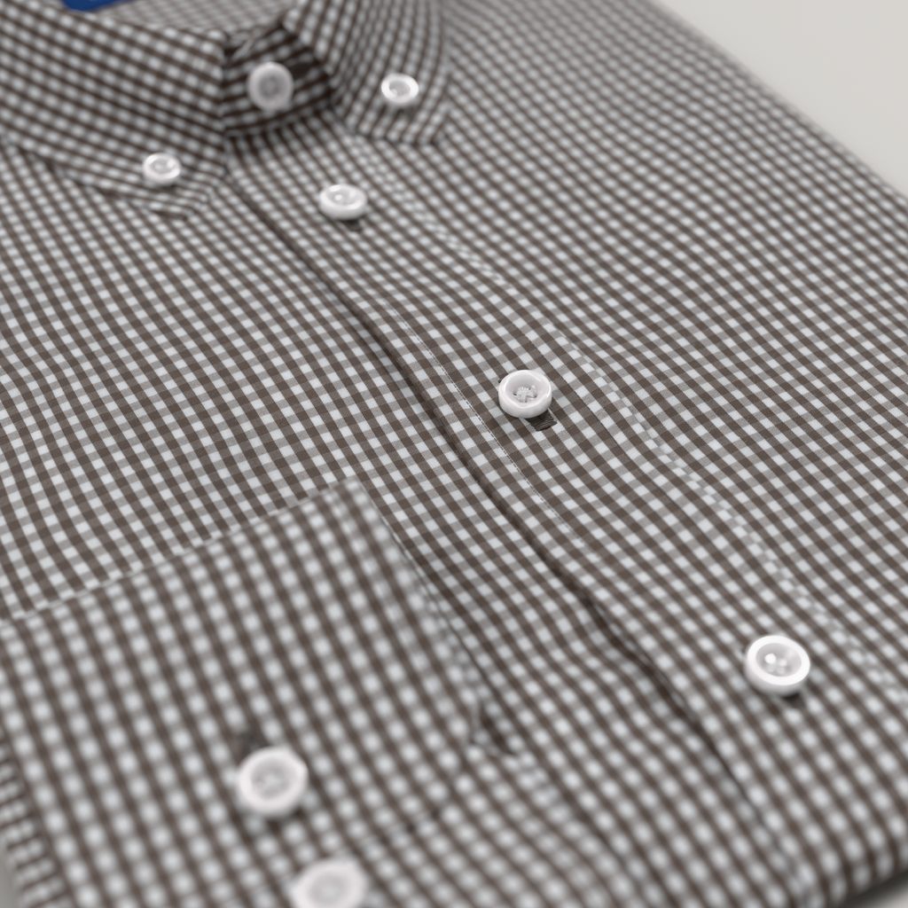 Brown checkered business shirt