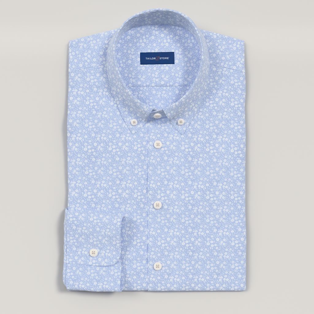 Light blue floral printed dress shirt