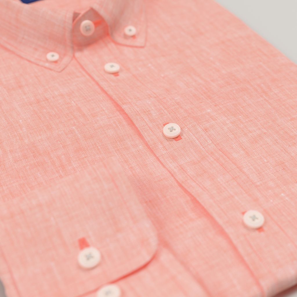 Peach melange linen shirt