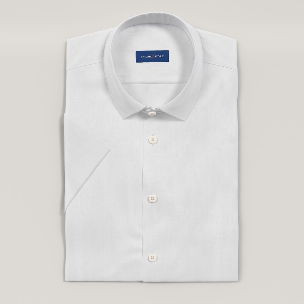 White short-sleeved linen shirt